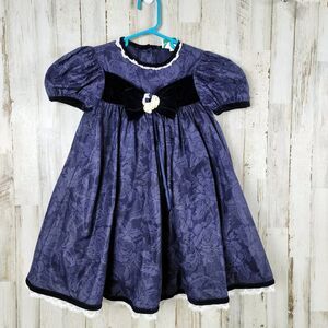 Rare Editions Rose Print Dress Blue Size 4